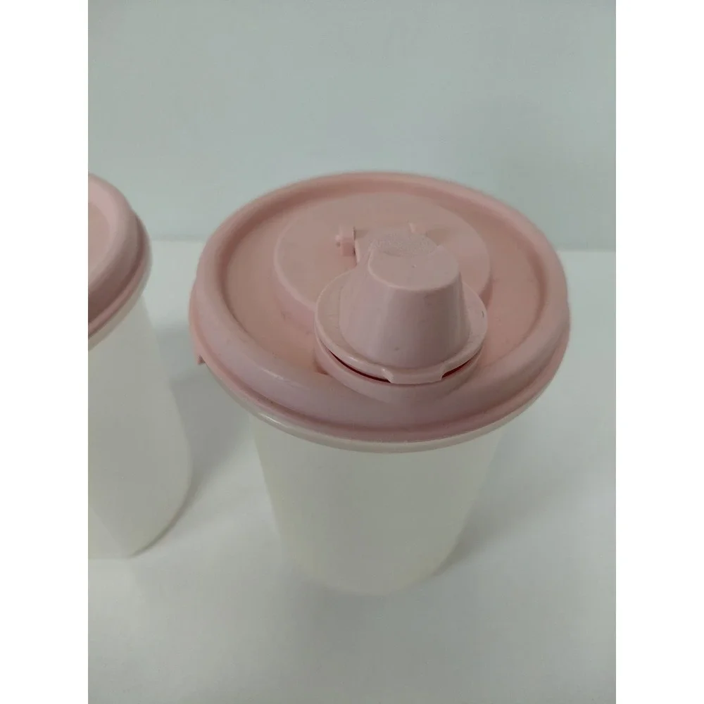 Tupperware‎ 1606 Modular Mates Round #2 Containers 15 oz Pink Seal Set of 2 VTG